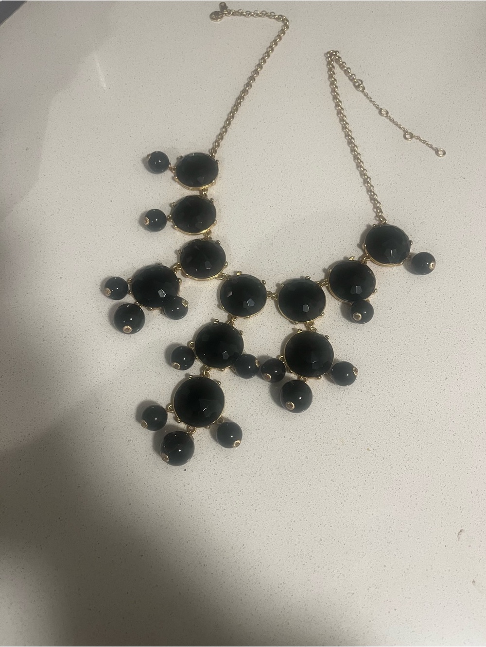 J. Crew Black and Gold Cluster Statement Necklace - Picture 1 of 2